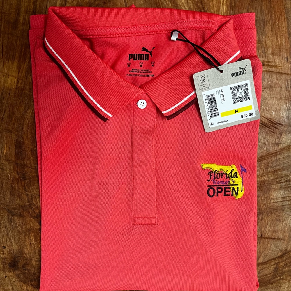 Puma Vibrant Red Polo with Embroidered Logo